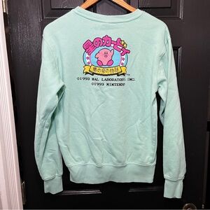 Nintendo Kirby Adult Small Blue Long Sleeve Crew Neck Sweater